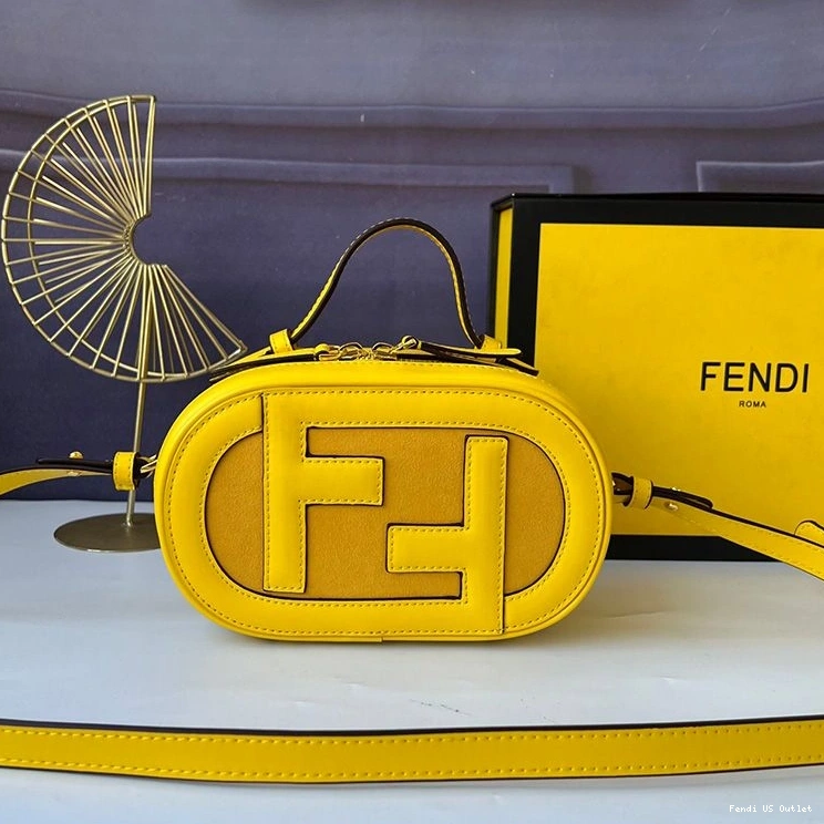 HOT Yellow In Fendi Camera Case Mini O'Lock Calf Leather 0801